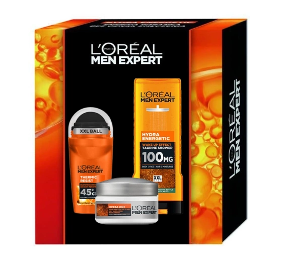 Kliknij na zdjęcie, aby je powiększyć L'Oréal Paris Men Expert Geschenkset Duschgel Hydra Energetic 400 ml + Creme Hydra 50 ml + Thermic Resist Antitranspirant Roll-On 50 ml