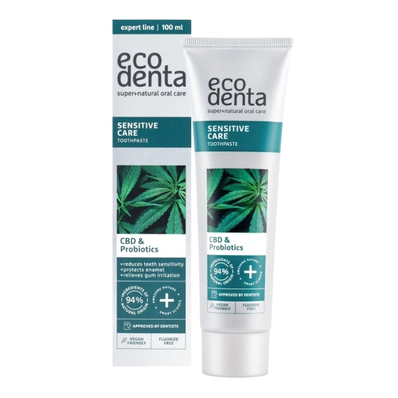 Kliknij na zdjęcie, aby je powiększyć Ecodenta Sensitive Care Zahnpasta mit CBD und Probiotika 100 ml