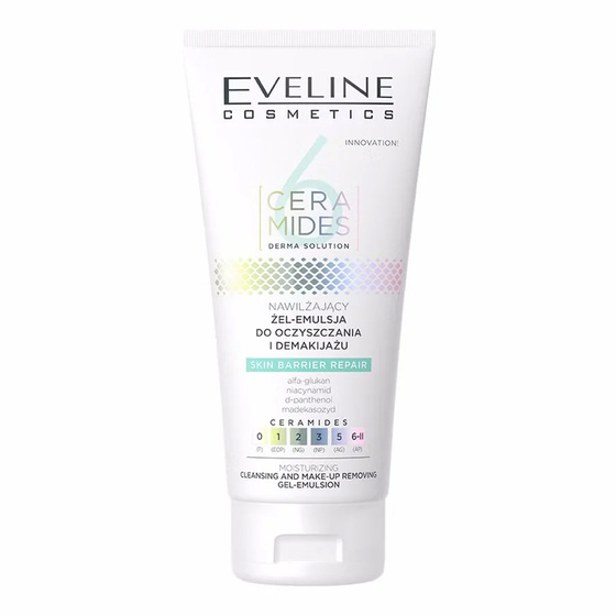 Kliknij na zdjęcie, aby je powiększyć Eveline Cosmetics 6 Ceramides Feuchtigkeitsspendende Gel-Emulsion zur Reinigung und zum Abschminken 150 ml