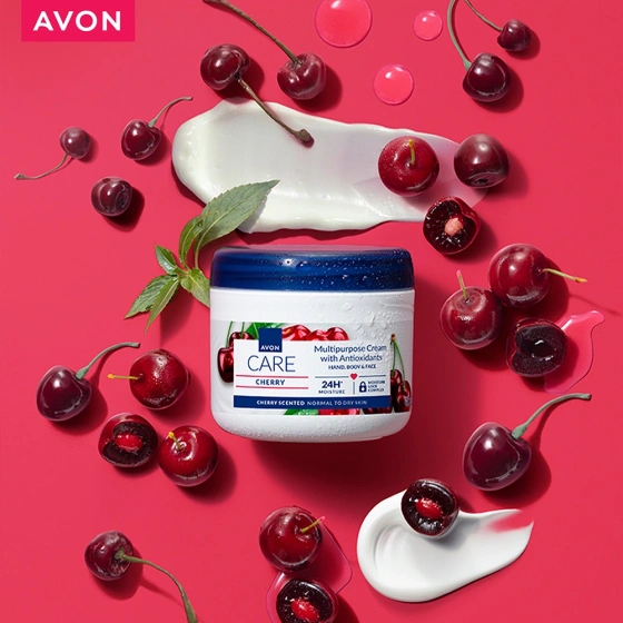 Kliknij na zdjęcie, aby je powiększyć Avon Care Cherry Multipurpose Cream with Antioxidants Universelle Gesichts-, Hand- und Körpercreme 400 ml