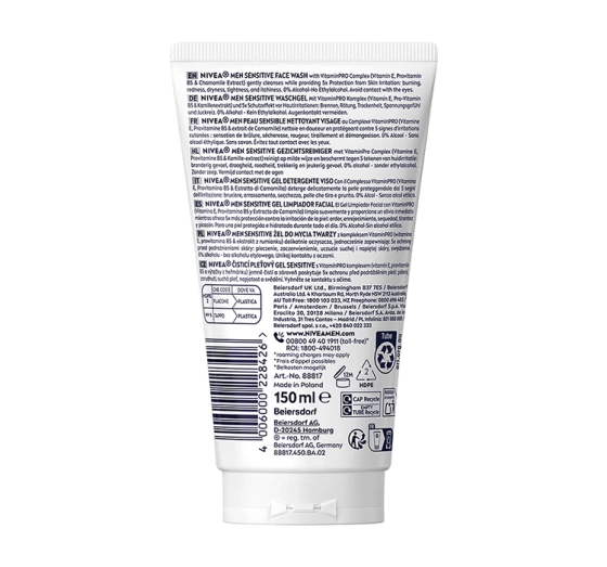 NIVEA MEN Sensitive Face Wash Gesichtsreinigungs-Gel 150 ml