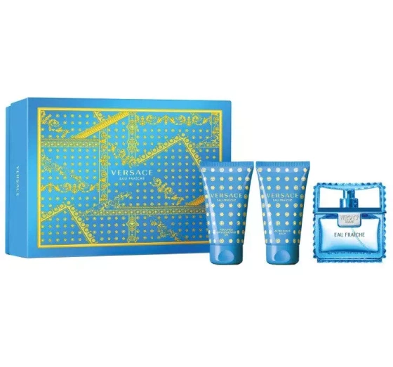 Versace Man Eau Fraîche Eau de Toilette Spray 50 ml + Aftershave-Balsam 50 ml + Duschgel 50 ml