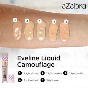 Eveline Cosmetics Liquid Camouflage – wasserfester Concealer mit Hyaluronsäure 01 Light Porcelain 7 ml