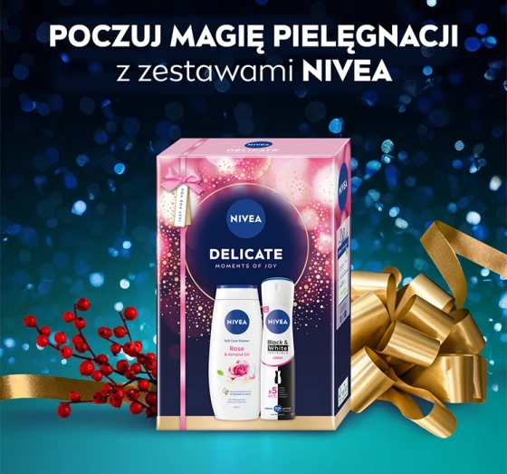 NIVEA Delicate Geschenkset mit Körperpflege-Kosmetik für Frauen Duschgel + Antitranspirant Spray