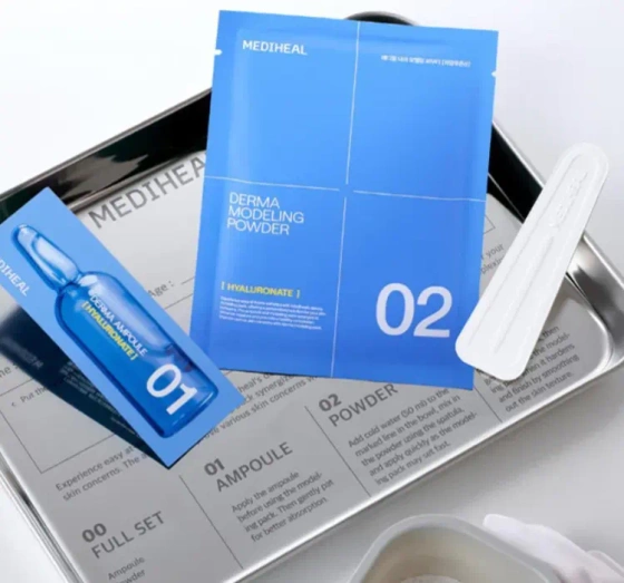 Mediheal Derma Modeling Pack Hyaluronate Moisture Gesichtspflege-Set Algenmaske 28 g + Serum 2 ml