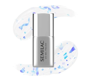 Semilac Merry Confetti – matter Hybrid-Topcoat mit Glitzerpartikeln T29 Top No Wipe Matte Snow Floe 7 ml