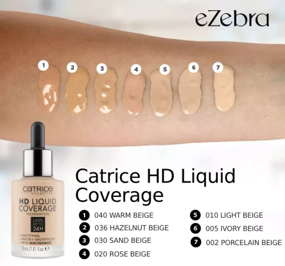 CATRICE HD LIQUID COVERAGE FOUNDATION 020 ROSE BEIGE 30 ML