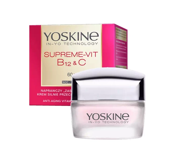 Kliknij na zdjęcie, aby je powiększyć YOSKINE SUPREME-VIT B12 + C REPARIERENDE ANTI FALTEN CREME FÜR NACHT 60+ 50ML