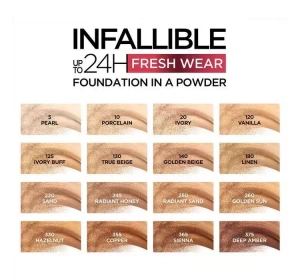 LOREAL INFAILLIBLE 24H FRESH WEAR PUDER-FOUNDATION 120 VANILLE 9G