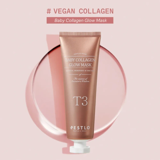 Kliknij na zdjęcie, aby je powiększyć Pestlo T3 Baby Collagen Glow Mask – Kollagen-Gesichtsmaske 50 ml + Silikonpinsel zum Auftragen der Maske