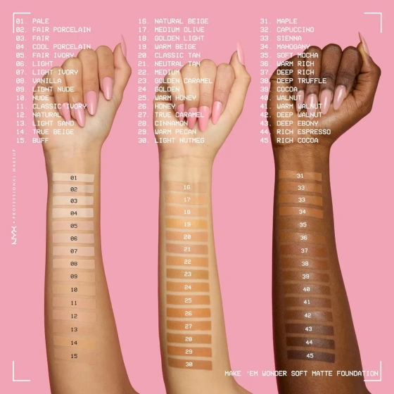 Kliknij na zdjęcie, aby je powiększyć NYX Professional Makeup Make 'Em Wonder Leichte mattierende Foundation 12 Natural 30 ml