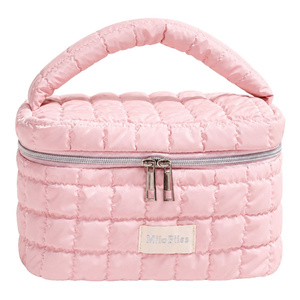 eCarla Damen-Kosmetiktasche, gesteppt, Kofferform, rosa KS161