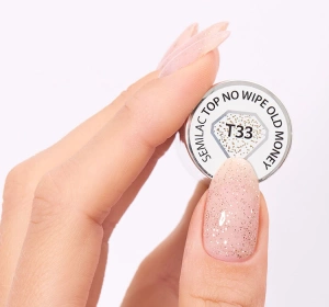 Semilac TrendyLicious Top No Wipe mit goldenen Glitzerpartikeln T33 Old Money 7 ml