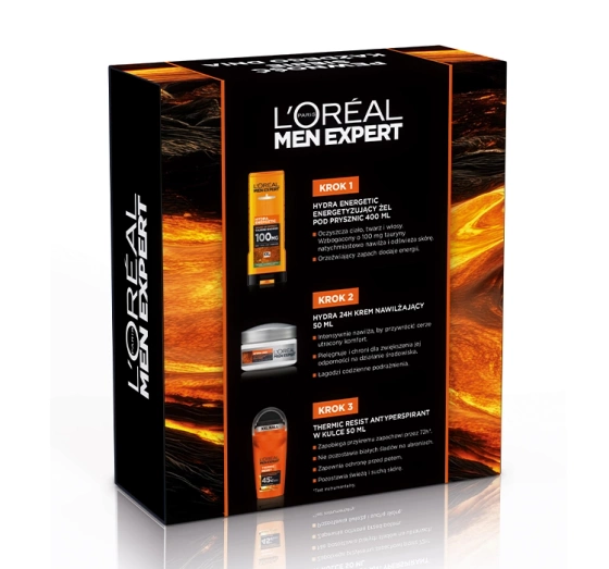 Kliknij na zdjęcie, aby je powiększyć L'Oréal Paris Men Expert Geschenkset Duschgel Hydra Energetic 400 ml + Creme Hydra 50 ml + Thermic Resist Antitranspirant Roll-On 50 ml