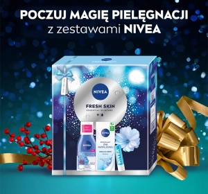 NIVEA Fresh Skin Geschenkset zur Gesichtspflege Make-up-Entferner + Tagescreme  SPF15 + Lippenpflege SPF15