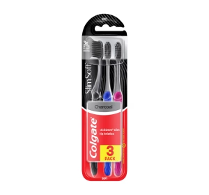 Colgate Slim Soft Charcoal Zahnbürste, Soft, 3 Stück