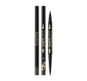 EVELINE VARIETE 2IN1 DOUBLE EFFECT WASSERFESTER EYELINERU UND AUGENSTIFT ULTRA BLACK
