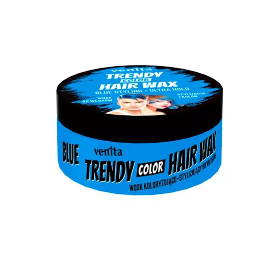 Kliknij na zdjęcie, aby je powiększyć VENITA TRENDY COLOR HAIR WAX – FARB- UND STYLINGWACHS FÜR DAS HAAR, BLAU, 75 G
