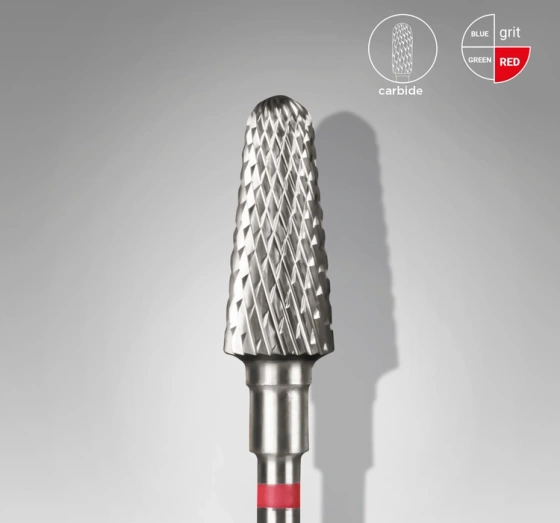 Staleks Pro Expert Hartmetallfräser abgerundeter Stoßkegel rot FT70R060/14