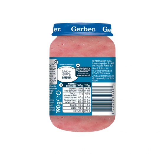 Kliknij na zdjęcie, aby je powiększyć Gerber Apfel-Bananen-Püree mit Erdbeeren nach dem 6. Monat 190g