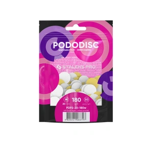 Staleks Pro Pododisc – austauschbare Schleifscheiben für den Pododisc auf weicher Unterlage, M/20 mm, Körnung 180, 50 Stück