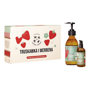 Mydlarnia Cztery Szpaki Geschenkset mit Naturkosmetik Erdbeere und Verbene Flüssigseife 300 ml + Massageöl 100 ml