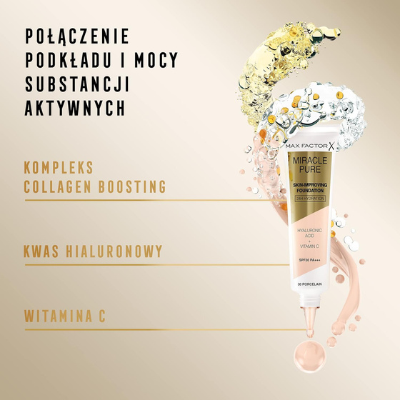 Kliknij na zdjęcie, aby je powiększyć Max Factor Miracle Pure Hautpflegende Foundation 55 Beige 30 ml