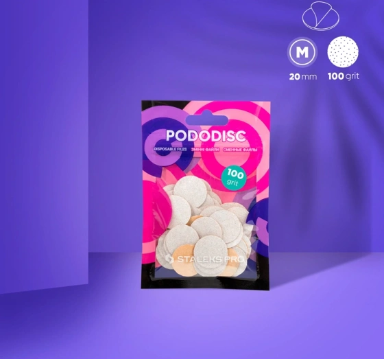 Kliknij na zdjęcie, aby je powiększyć Staleks Pro Pododisc Austauschbare Schleifpads für Pododisc M/20 mm 100 grit 50 Stück