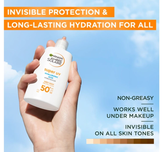 GARNIER AMBRE SOLAIRE ANTI-DARK SPOTS SUPER UV GESICHTSFLUID GEGEN HAUTVERFÄRBUNGEN SPF50+ 40ML