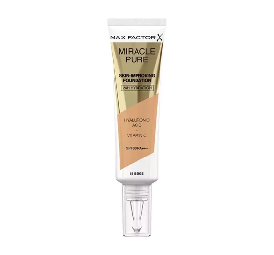 Kliknij na zdjęcie, aby je powiększyć MAX FACTOR MIRACLE PURE FOUNDATION ZUR VERBESSERUNG DES HAUTZUSTANDS 55 BEIGE 30ML