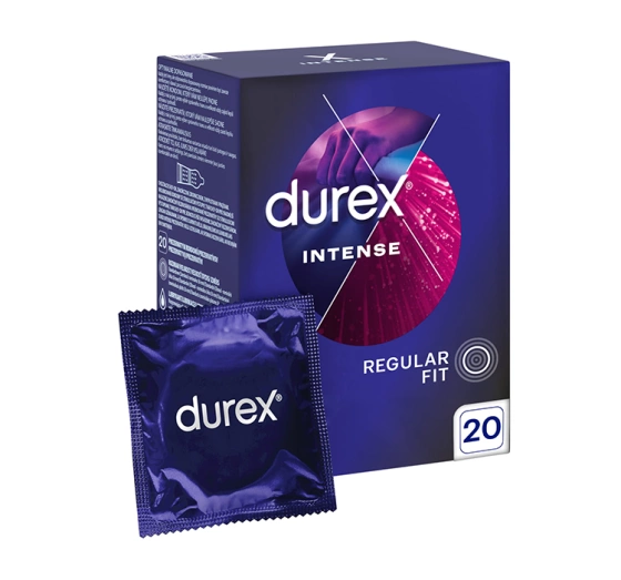 Durex Intense Kondome mit gerippter und gestreifter Oberfläche und stimulierendem Gel 20 Stück