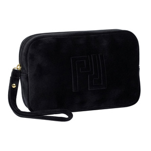 Pierre Rene Reise-Kosmetiktasche aus Velours, schwarz