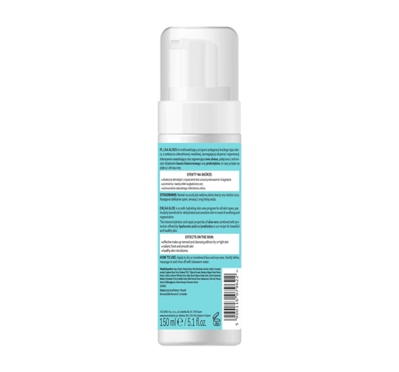 AA ALOES FEUCHTIGKEITSSPENDENDER UND BERUHIGENDER SCHAUM ZUM ABSCHMINKEN UND WASCHEN DES GESICHTS 150ML