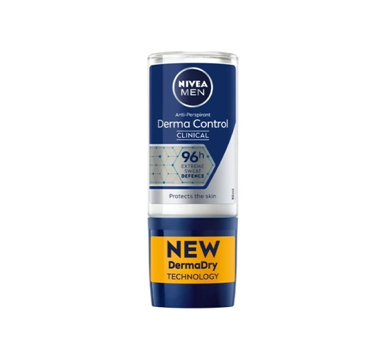 Kliknij na zdjęcie, aby je powiększyć NIVEA MEN DERMA DRY CONTROL MAXIMUM ANTITRANSPIRANT ROLL ON FÜR MÄNNER 50ML