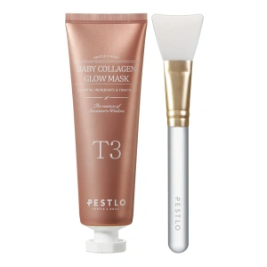 Pestlo T3 Baby Collagen Glow Mask – Kollagen-Gesichtsmaske 50 ml + Silikonpinsel zum Auftragen der Maske
