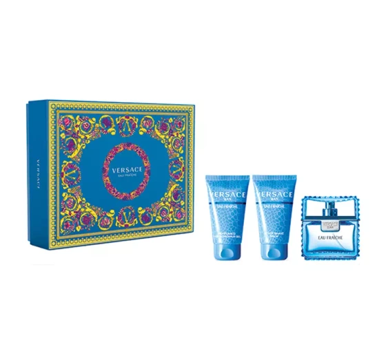 Versace Man Eau Fraîche Eau de Toilette Spray 50 ml + Aftershave-Balsam 50 ml + Duschgel 50 ml