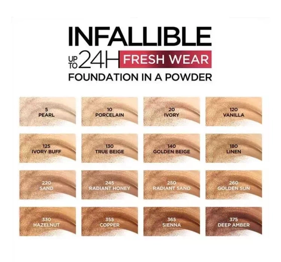 LOREAL INFAILLIBLE 24H FRESH WEAR PUDER-FOUNDATION 120 VANILLE 9G