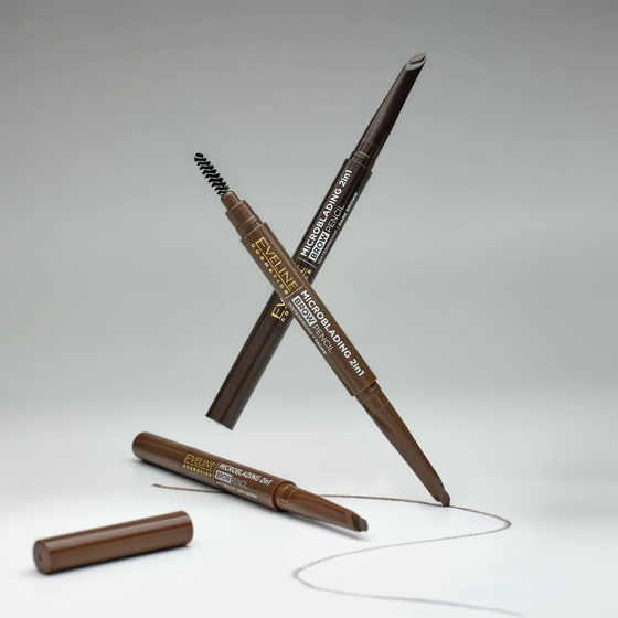 Eveline Cosmetics Microblading 2-in-1-Augenbrauenstift, wasserfester Augenbrauenstift 01 Taupe